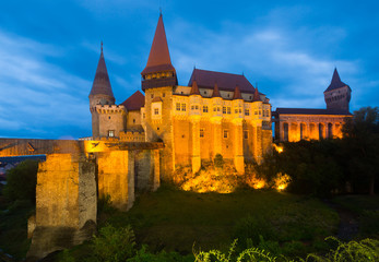 Image of Corvin Castle on the sunset