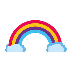 rainbow with clouds isolated icon