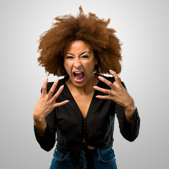 angry afro woman shouting