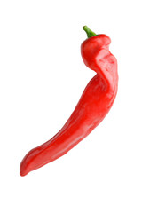 Red sweet pointy pepper, capsicum, isolated. Long red pepper. food ingredient.