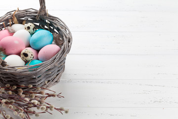 Easter eggs in basket