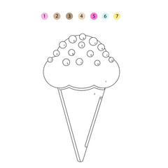 Beautiful ice cream color on a white isolated background. Vector illustration. Coloring by numbers for children.
