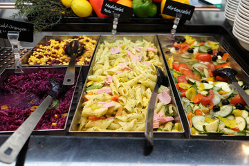 Salad bar in highway restaurant in Pentling, Germany