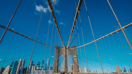 Famous landmark in New York the wonderful Brooklyn Bridge