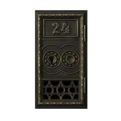Antique metal postal cell on a white isolated background