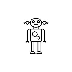 robot, woman, gear outline icon. Signs and symbols can be used for web, logo, mobile app, UI, UX