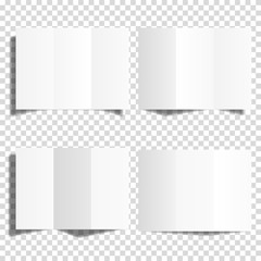 Fototapeta na wymiar Blank white trifold paper brochure mockup set, isolated.