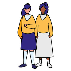couple of girls interracial characters