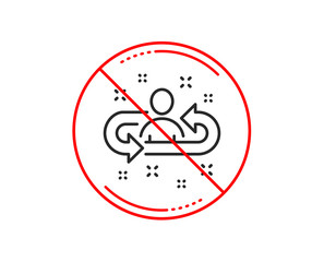 No or stop sign. Recruitment line icon. Business management sign. Employee or human resources symbol. Caution prohibited ban stop symbol. No  icon design.  Vector