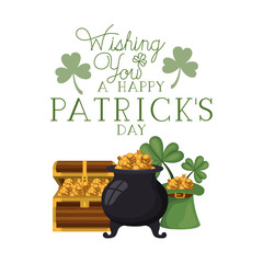 wishing you a happy st patricks day label with coins icons