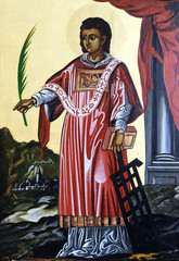 Saint Lawrence of Rome altarpiece in the Saint Lawrence church in Kleinostheim, Germany