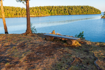 The monks built shops for prayer contemplation. The wonderful island Valaam is located on Lake Lodozhskoye, Karelia. Balaam - a step to heaven