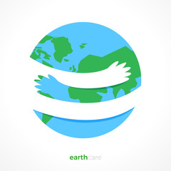 Earth Care. Abstract Conceptual logo. Isolated vector