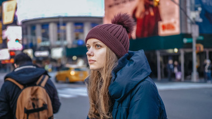 Beautiful girl in the streets of New York city