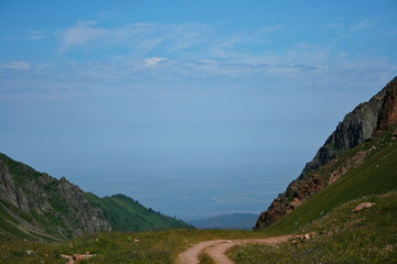 Mountain canyon in summer near the Chimbulak