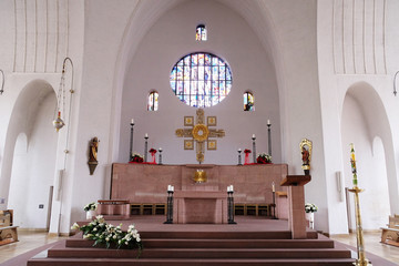 Main altar in the Saint Lawrence church in Kleinostheim, Germany  - obrazy, fototapety, plakaty