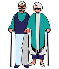 cute grandparents couple characters