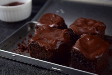 Brownie with chocolate ganache