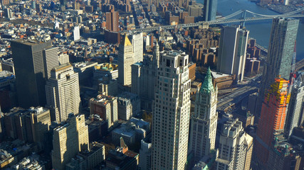 New York from above amazing aerial view over Manhattan