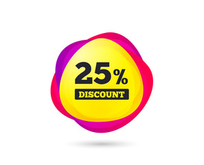 Gradient shopping banner. 25 percent discount sign icon. Sale symbol. Special offer label. Sales tag. Abstract template for design. Vector