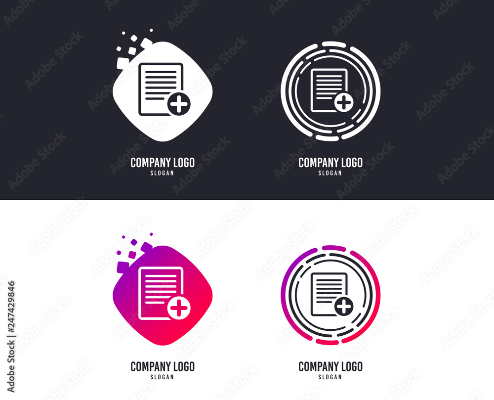 Poster logotype concept. text file sign icon. add file document symbol. logo design. colorful buttons with 