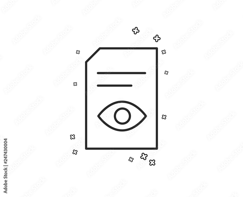 Poster view document line icon. open information file sign. paper page with eye concept symbol. geometric s