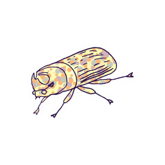 rhinoceros beetle vector doodle sketch isolated on white background