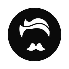 Barber Shop symbol with hair style and mustache icon vector