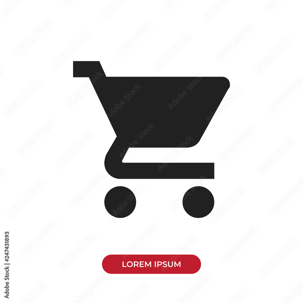 Poster filled shopping cart icon vector isolated on white background. modern symbol in trendy flat style fo