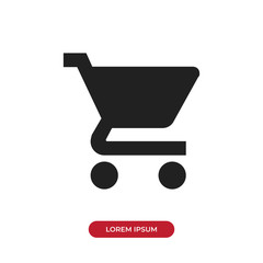 Filled Shopping cart icon vector isolated on white background. Modern symbol in trendy flat style for mobile app and web design.