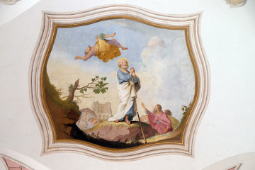 Scenes from the life of St. Peter, the frescoes on the ceiling of the monastery church of St. John in Ursberg, Germany