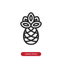 Outline Pineapple icon vector isolated on white background. Modern, linear vector sign for mobile app and web design.