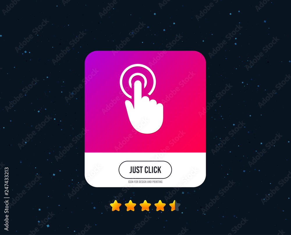 Poster hand cursor sign icon. hand pointer symbol. web or internet icon design. rating stars. just click bu