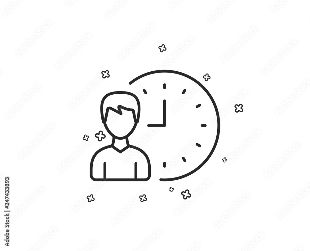 Poster business project deadline line icon. working hours or time management sign. geometric shapes. random