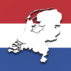 3D map of Netherlands on the national flag