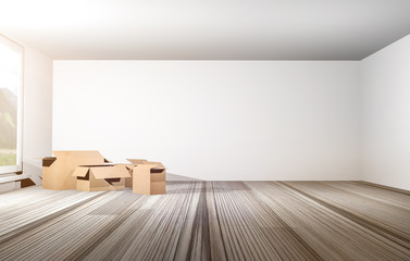 Lehre Wohnung mit Umzugskartons