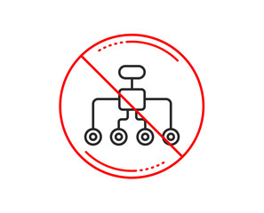 No or stop sign. Restructuring line icon. Business architecture sign. Delegate symbol. Caution prohibited ban stop symbol. No  icon design.  Vector