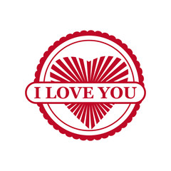 Set Valentine s Day and Wedding Romantic I Love you postage stamp post card, invitation design. Stamp in form heart and stamp for postcard illustration. Vector, template, isolated