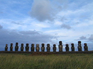 Moais of Eastern Island. RApa Nui. Isla de Pascua. Chile