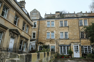 A picture from the nice old town Bradford on Avon in United Kingdom. You can see the houses, streets, footpaths. 