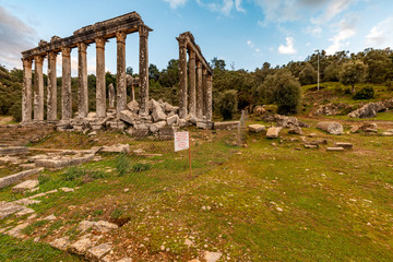 Soke, Milas - Turkey. January 13, 2019. Zeus Lepsynos Temple in Euromos.