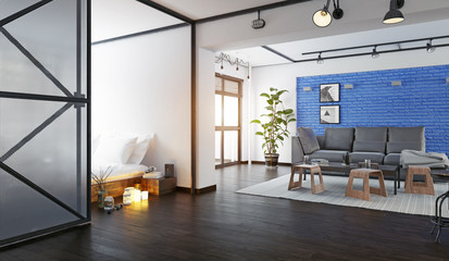 modern loft interior.