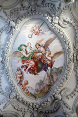 Beautiful religious fresco in Benediktbeuern, Germany 