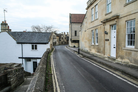 A picture from the nice old town Bradford on Avon in United Kingdom. You can see the houses, streets, footpaths. 