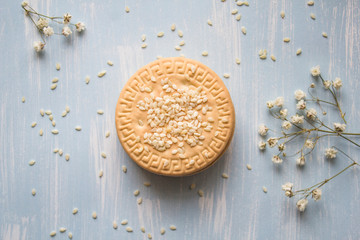 cookies with sesame on the background