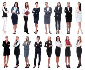 Obraz premium in full growth.collage of a group of successful young business women.