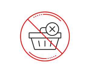 No or stop sign. Remove Shopping cart line icon. Online buying sign. Supermarket basket symbol. Caution prohibited ban stop symbol. No  icon design.  Vector