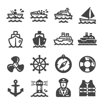 ship,boat icon set,vector and illustration