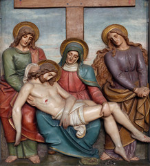 Jesus body is removed from the cross, 13th Stations of the Cross, the parish church of St. Peter...