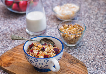 Healthy breakfast,granola with fresh berry fruits